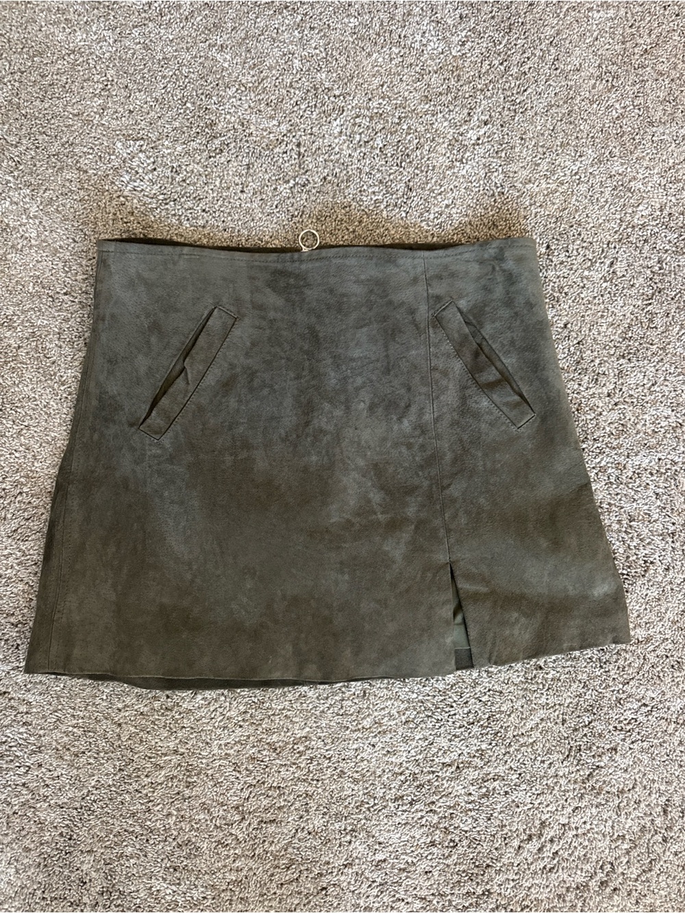 Blank NYC Olive Suede A-Line Mini Skirt